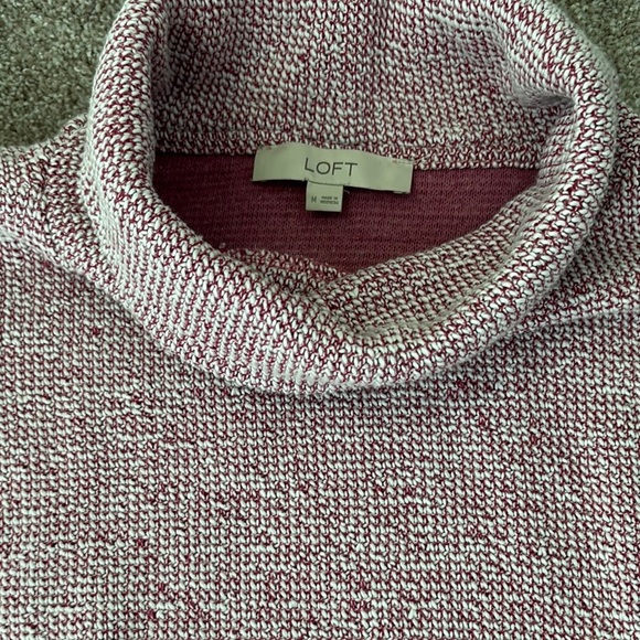 LOFT Heathered Pink Cowl Neck Sweater - Picture 2 of 3